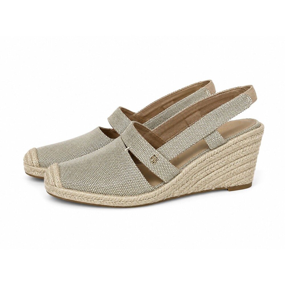 Ralph Lauren Penelopie Wedge Slingback Espadrille Sandals Gold Size 8.5 New